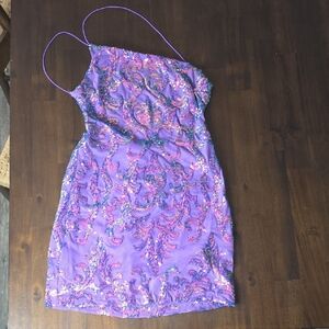 Windsor Purple Sequin Backless Party Dress